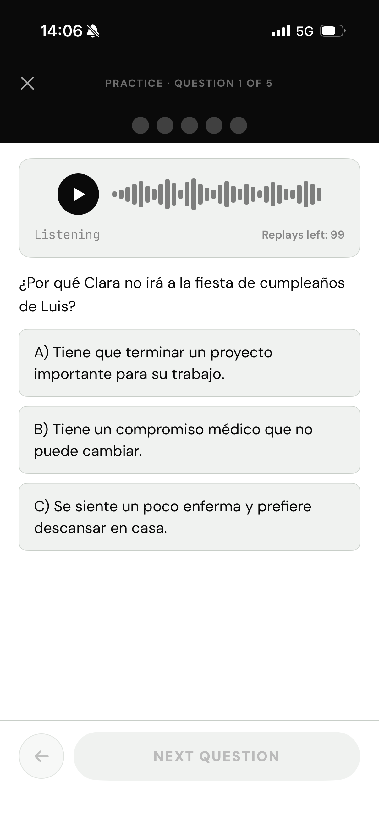 DELE A2 practice question